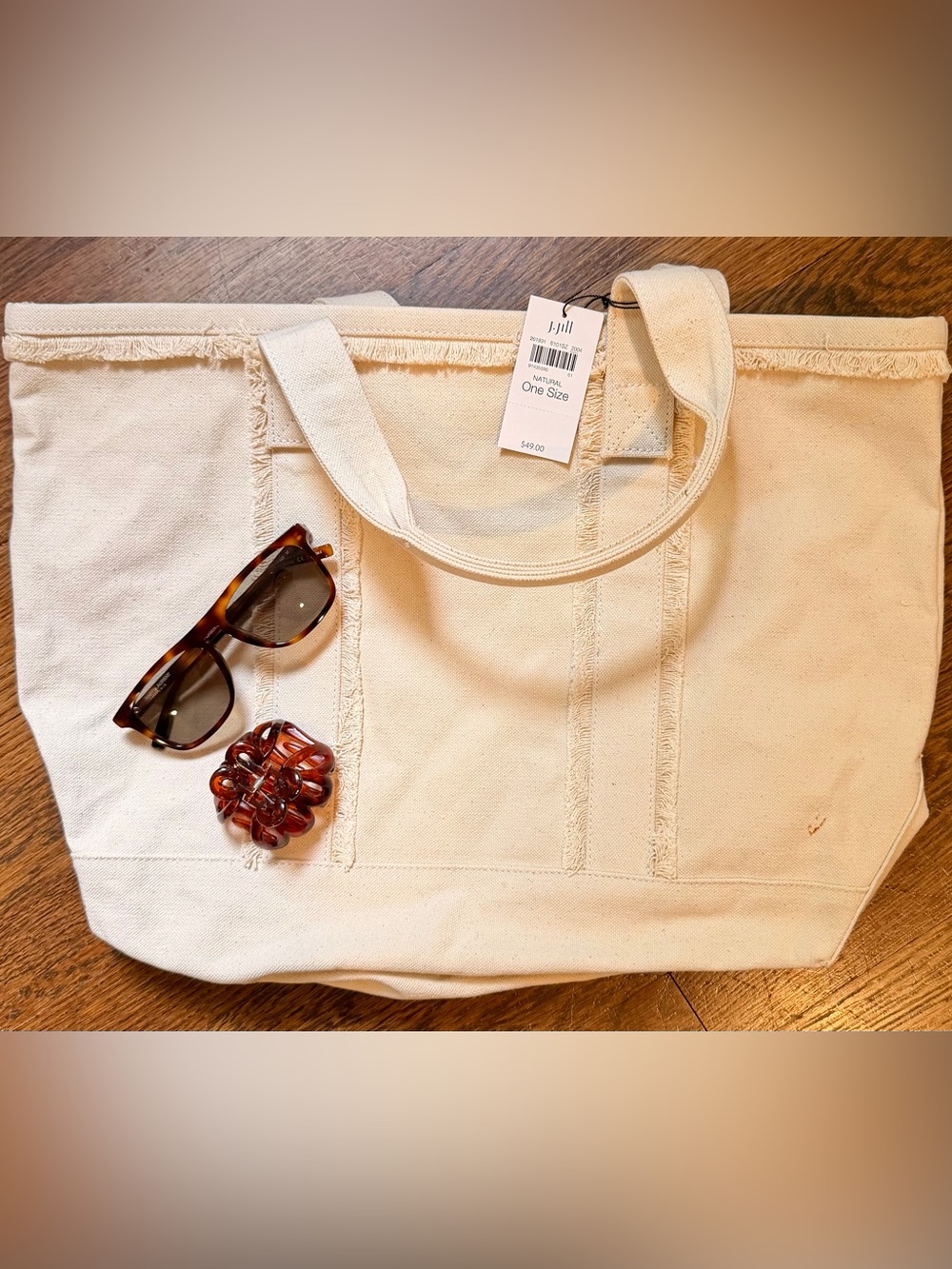 J. Jill Canvas Tote | Fringe Trim | Beach-Ready Boho